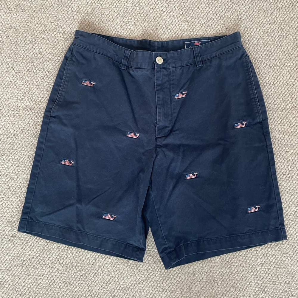 Vineyard Vines Dark Blue Embroidered 9”Club Shorts